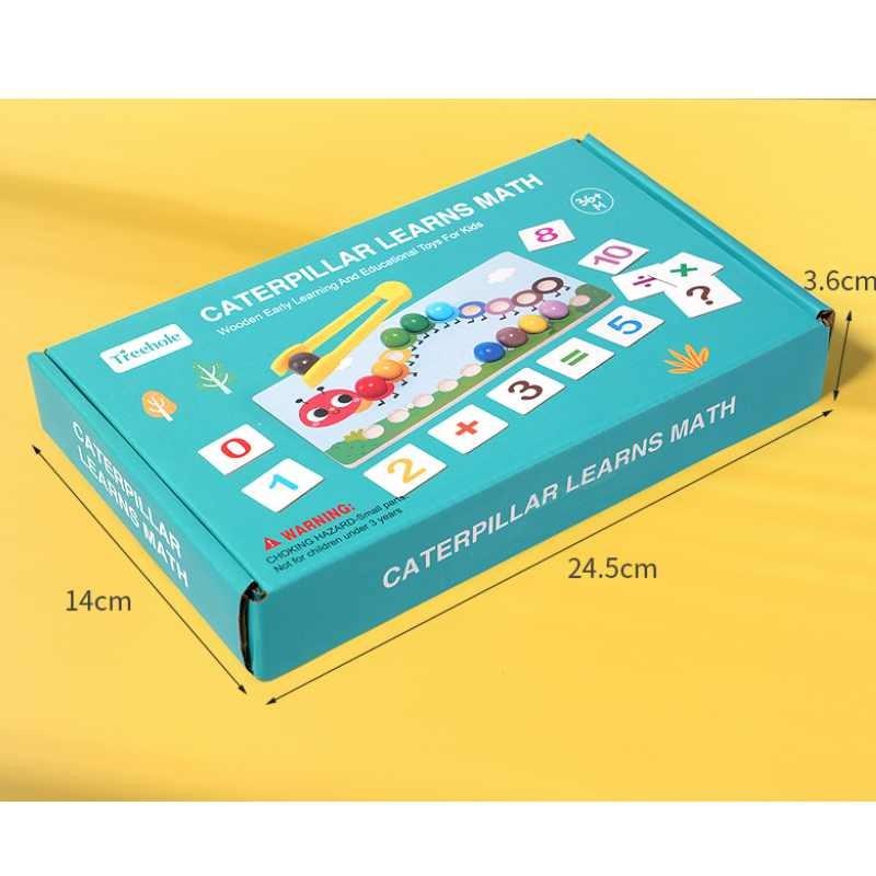 Kids Wooden Toy With Colorful Beads Caterpillar Early Education Cognitive Skills