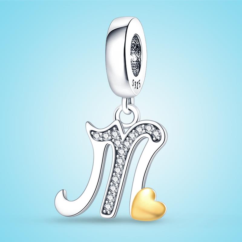 Marke Neueste Ankunft Kompatibel Mit Kupfermetall Authentisch Original Armbänder 26 Alphabet A-Z Buchstaben Kupfermetall Anhänger Perlen Komponenten Perle