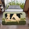 Vintage Countryside Spotted Cow Landscape Folk Doormat Non Slip Durable Farm Art Front Door Entry Floor Rug