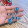 Jewelry Color Treasure Simulation Paraiba Earrings Pendant Ring Small Fresh Jewelry Set