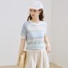 TUHUANG Women's Silk Blend Striped Knit T-Shirt