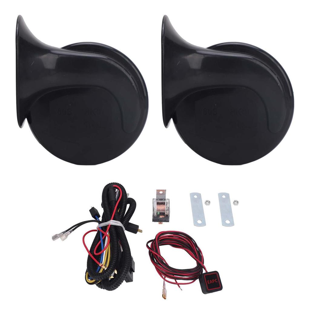 24V Elektrische Hupe Kit Wasserdicht mit Schalter Kabelbaum Relais Universell Passend für Auto LKW Motorrad Boot