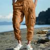 Men Casual Cargo Pants Drawstring Waist Jogger Pants Tapered Loose Fit Trousers with Multiple Pockets for Sports Gym Workout Street Daily Wear