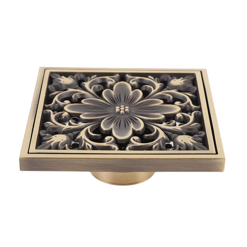 Floor Drain Brass Square Bathroom Shower Sewer Filter Strainer Ancient Style Odorless