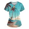 V-Neck Short Sleeve Nursing Scrub Top Women Fashionable Casual Workwear With 3D Print Design Slim Fit 2025 Collection