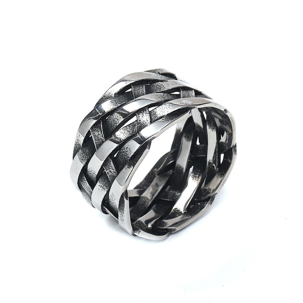 Vintage Weave Viking Symbole Edelstahl Mann Frau Ringe Einfach für Mädchen Freund Schmuck Gothic Paar Fingerringe