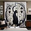 Starry Moon Black Cat Curtains Design Privacy Protection Suitable Decoration Various Scenarios Curtain Set Of 2 Made Polyester With Pole Pocket