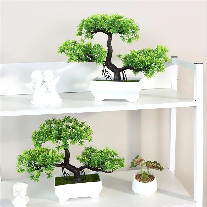 Artificial Bonsai Plastic Bionic Plant Indoor Small Simulation Plant Decoration Garden Desk Home Office Bathroom Room Decoration