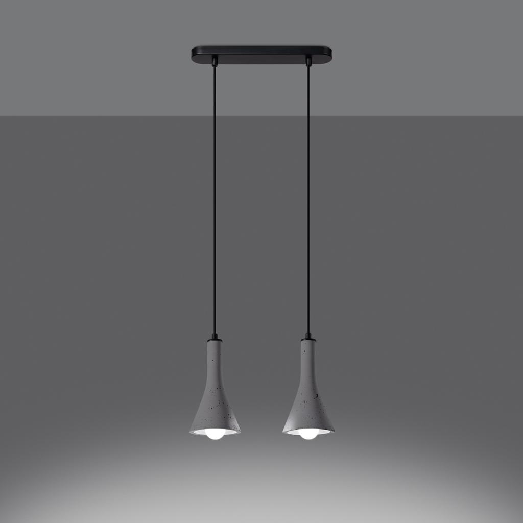Lampa Wisząca Rea 2 E14 Szary Beton Sollux Sl.1224