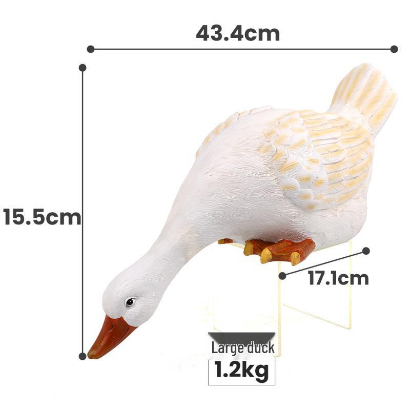 White Duck Pond Decoration with Fish - Resin Garden Ornament