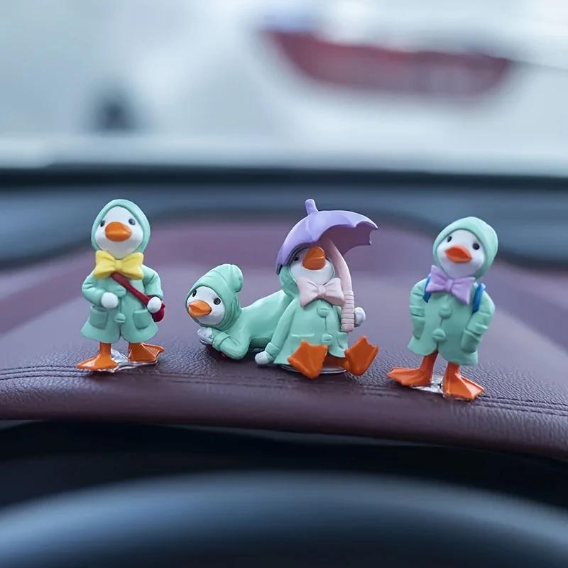 4pcs Anime Figure Little Yellow Duck Model Decor Cute Car Mounted Ornaments Auto Interior Dashboard Accessories for Girls Gifts