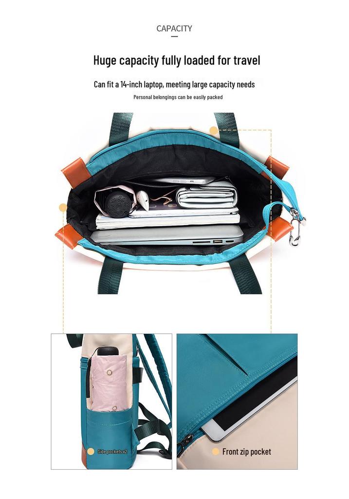 Stylish Color Block Women's Backpack - 2026 Large Capacity, Lightweight, Anti-theft, Double Shoulder, Perfect for Commuting, Travel, and School.