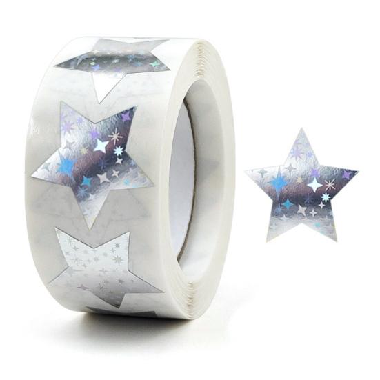 500 Pcs Self-Adhesive Label Stickers Waterproof Removable Heart/Star/Round/Pet Paw Shaped Stickers Roll for Laptops Water Bottles Scrapbooking Crafts