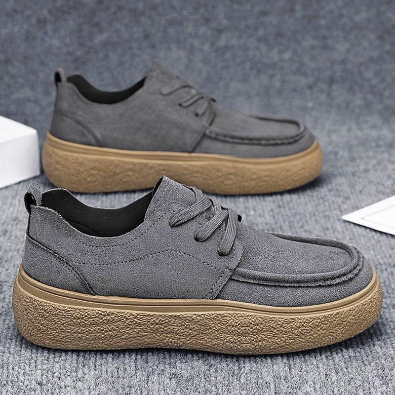 

Кроссовки Мужская Повседневная Обувь Мягкая Подошва Ретро Британский Стиль Кожаная Весна Осень Новая Модель Удобная Стелька Zapatos Hombre 39 серый