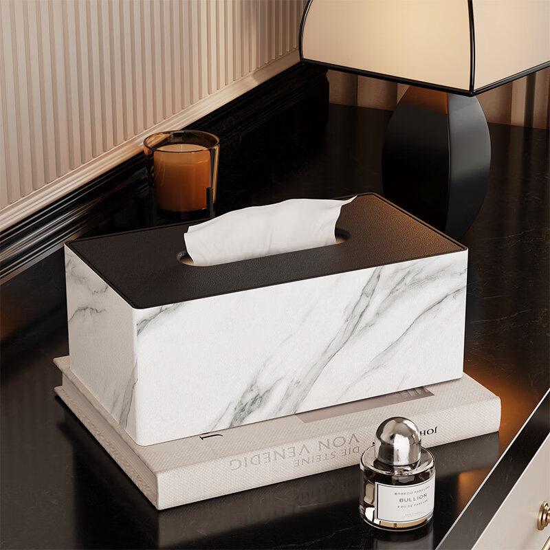 Marble Pattern Leather Tissue Box