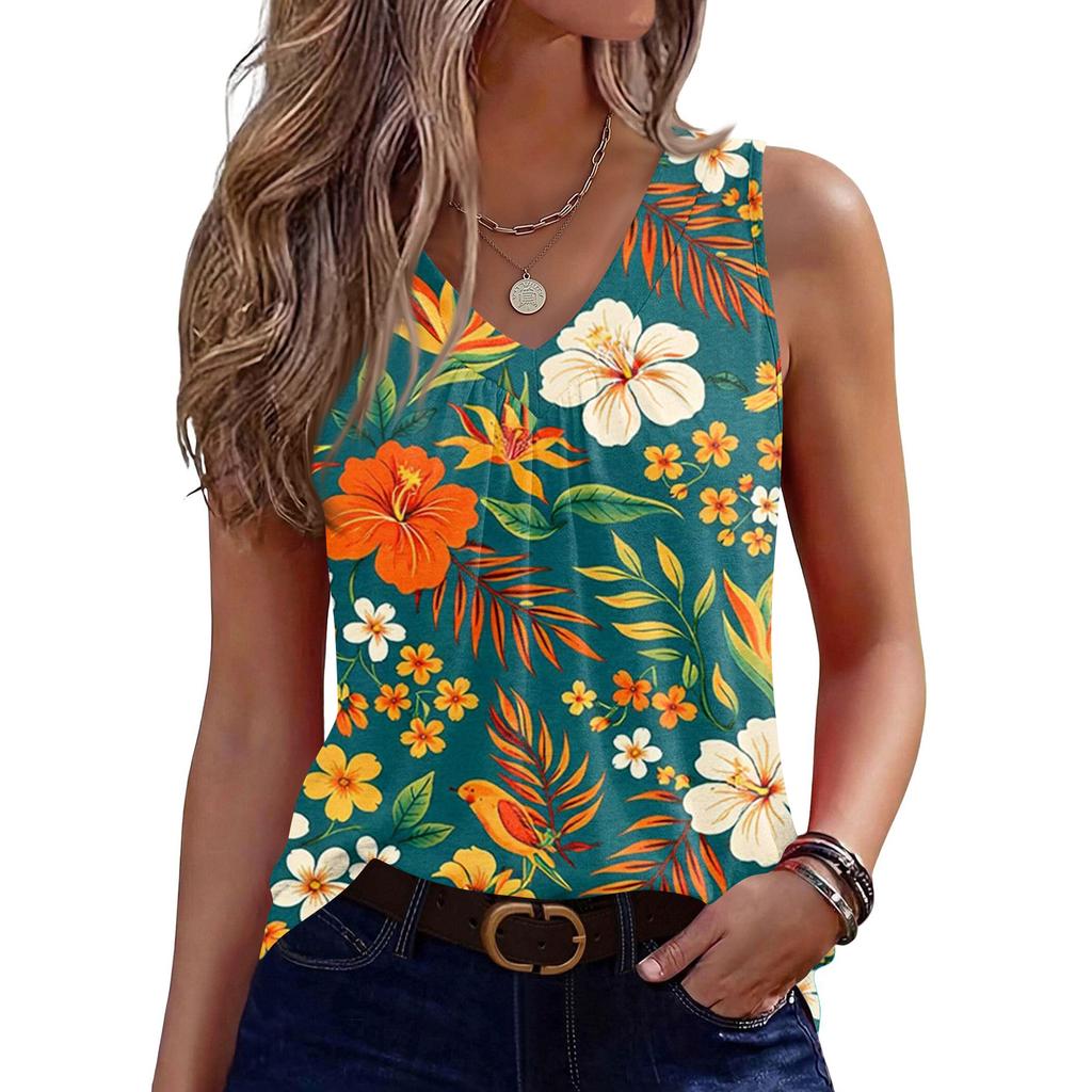 Regatas Femininas Sem Mangas Soltas Gola V Camisas Plissadas Camisetas Básicas
