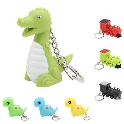 Kreslený Dinosaur Bear Train kawaii LED Light Up Keychain Keychain Keyring with Sound