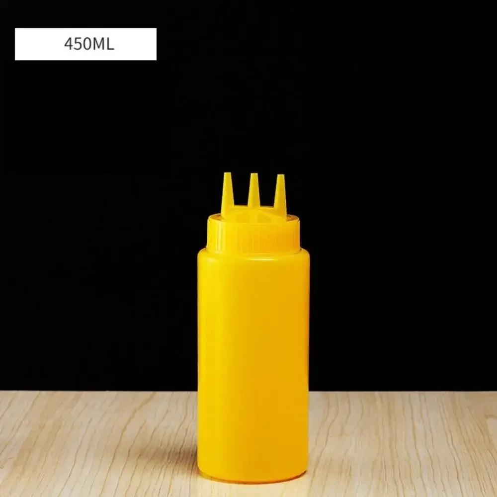 New Plastic Squeezing Sauce bottle Graduated Squeezable Gravy Boats 3 Nozzles Kitchen Accessories Jam Container