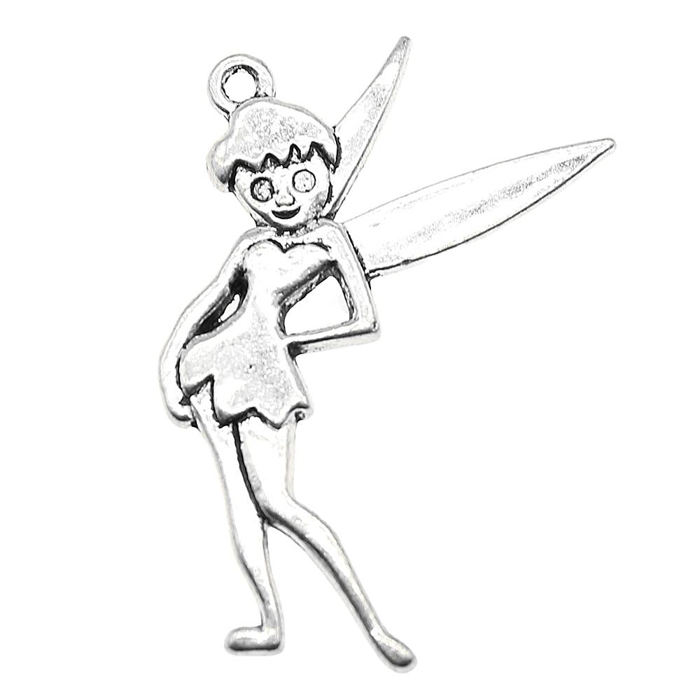 

10шт фея подвески античное серебро цвет цинковый сплав 36х27мм