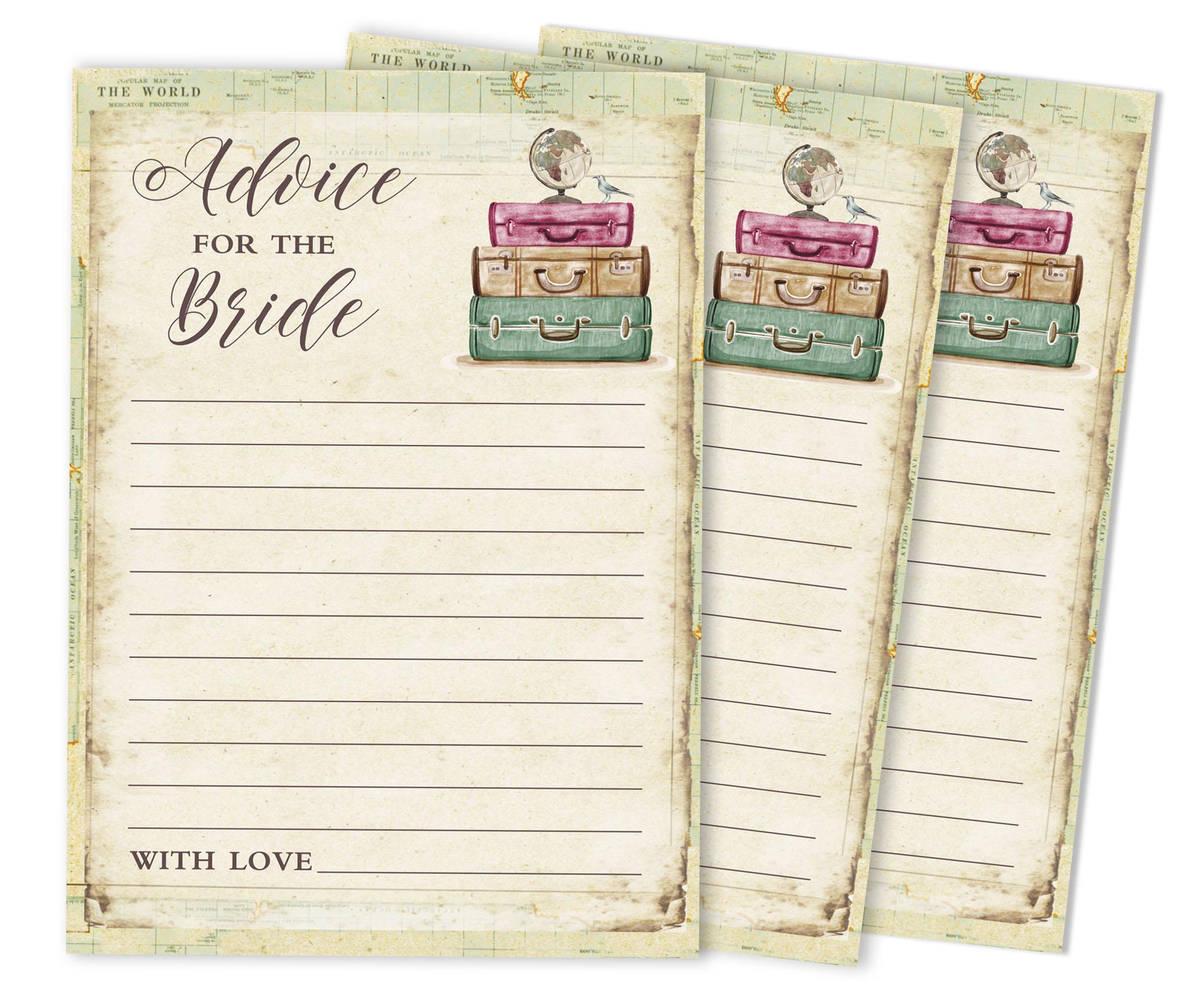 

Inkdotpot Advice For The BrideA CardsНабор из 50 картA TravelingA Wedding Shower Activity 5 x 7 inches светло-желтого