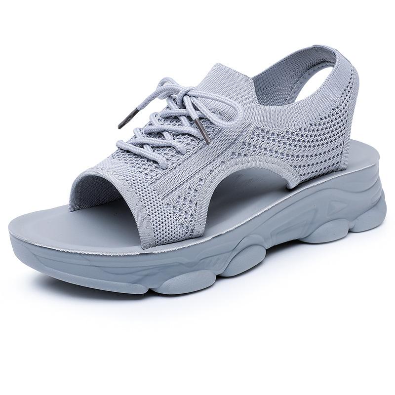 

Обувь женские сандалии на мягкой подошве лето новый повседневный спортивный плоская подошва толстая подошва тканевые толстая подошва ленивые туфли женские сандалии 41 серый