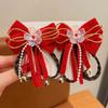 Princess New Year Bow Hairpins Red Girls Hanfu Headwear Sweet Children's New Year Hairpin  Kids