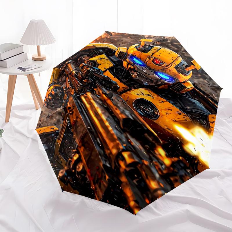 Transformers, Bumblebee Themed Automatic Opening and Closing Umbrella, Compact Travel Umbrella, Lightweight and Portable, Suitable for Beach