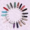 Bohemian Style Agate Crystal Quartz Hexagonal Bullet Pendant Necklace