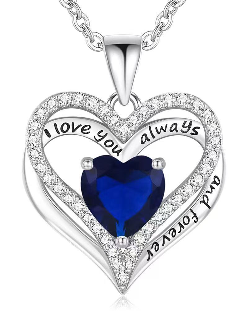 

European & American Heart Necklace: Double Heart Pendant for Women, Perfect for Valentine s & Christmas Gifts. платиновий/синій