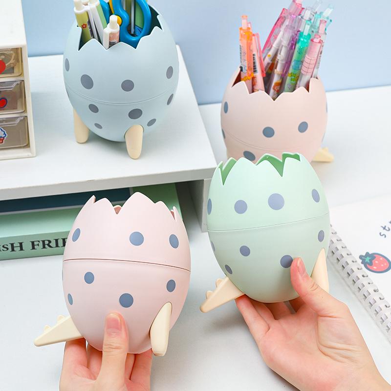 Kawai Multifunctional Cute Dinosaur Egg Pen Holder Fashionable Office Desk Decoration Storage Box Personalized Diy Stationery
