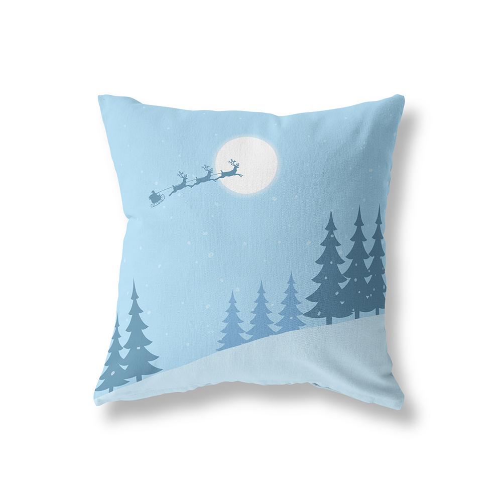 Merry Christmas Cute Snowman Print Pattern Polyester Cushion Cover Home Living Room Sofa Decoration Square Pillow Pillow Cover