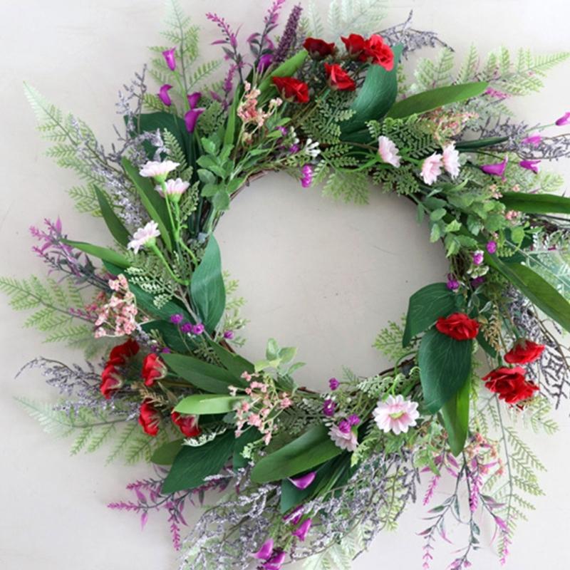 Artificial Floral Garlands With Faux Blooms Accessory For Door Wall Hanging Indoors Outdoor Celebration Event