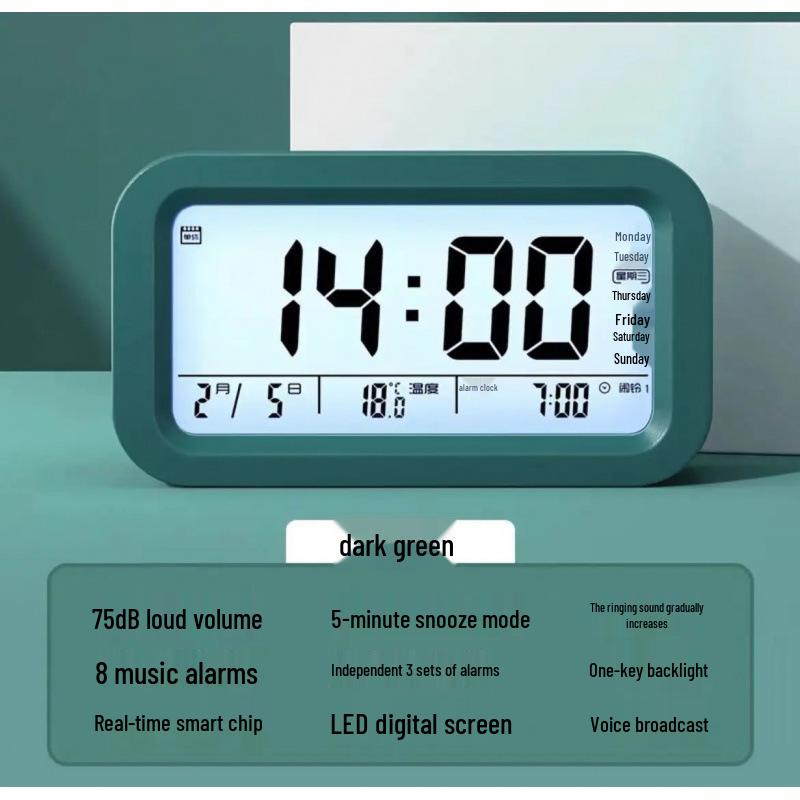 Luminous Charging Alarm Clock with Voice Announcer