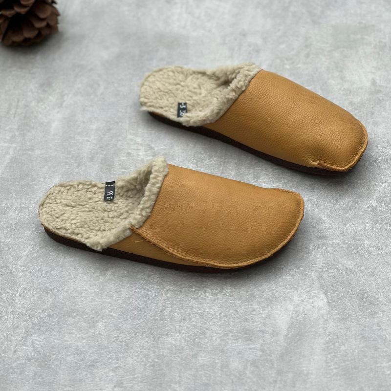 Fashion Winter Women's Shoes Plush Warm Slippers Leather Shoes Old Man Real Leather Shoes