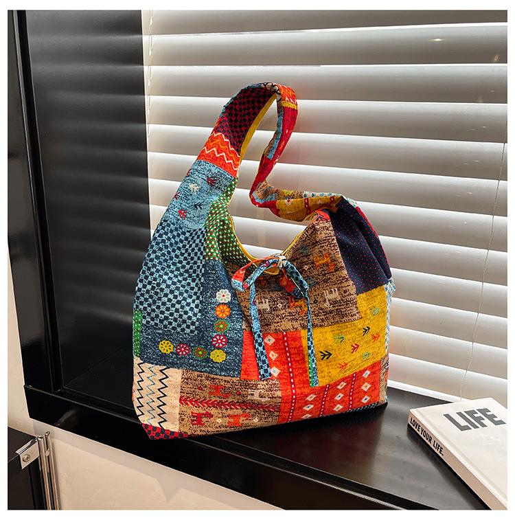 New Retro Patchwork Bag, Shoulder Bag, Large-capacity Tote Bag, Vest Bag.