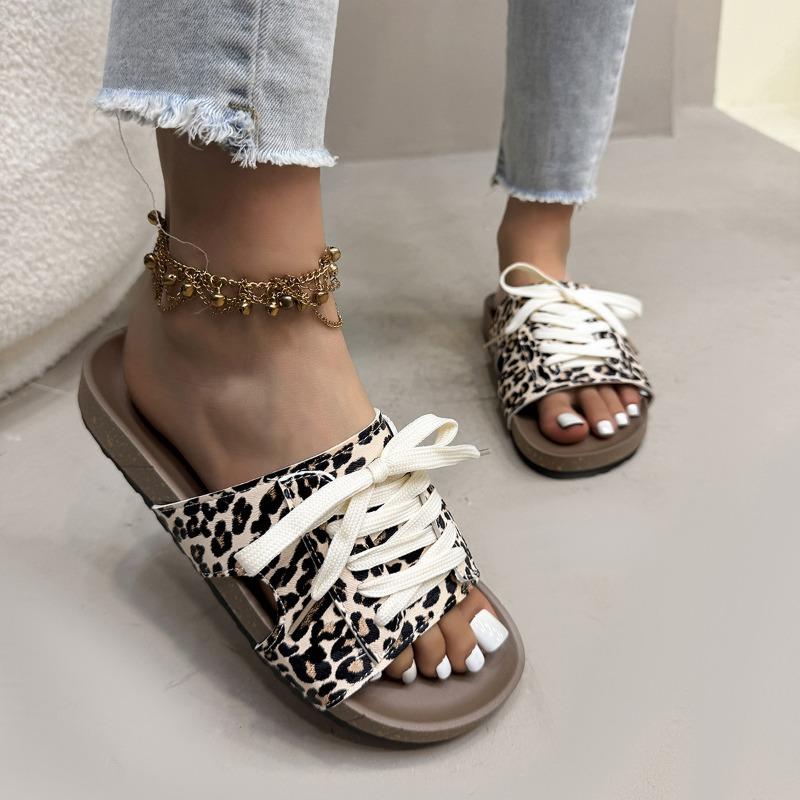 

Женские сандалии на платформе с перекрестными ремешками в стиле Birken, толстая подошва, летние пляжные шлепанцы 43 цветной печати леопарда