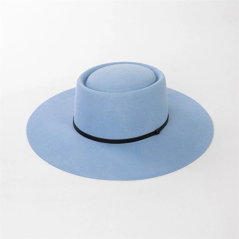 202602-HH2106B ins chique winter wolvilt 9,5 cm rand pu riem fedora hoed dop mannen vrouwen vrije tijd panama jazz hoed head size 57cm