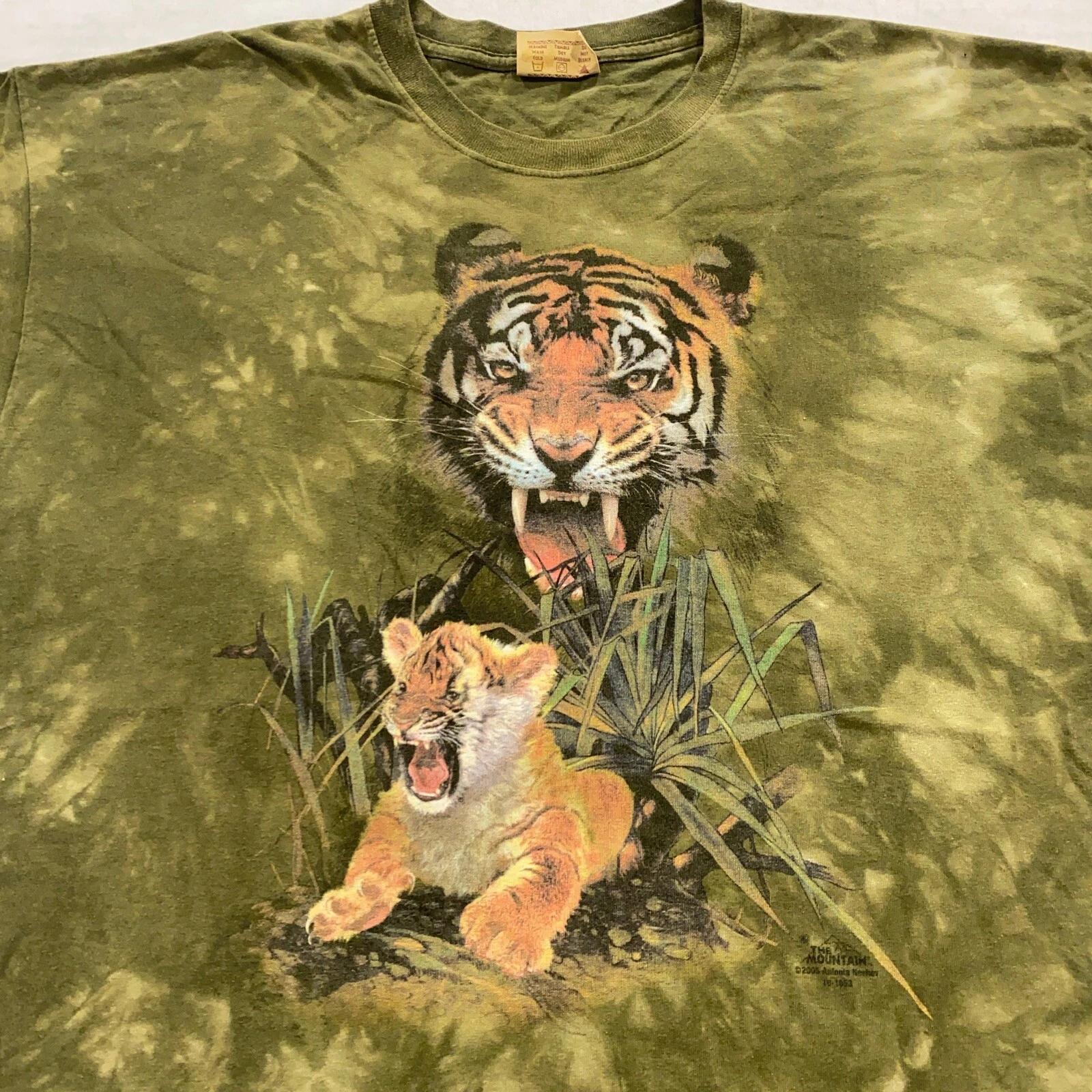 vintage 2005 THE MOUNTAIN TIE-DYE TIGER CUB T-Shirt XL/XXL soft 90s nature 4XL