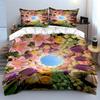 Colorful Flowers Surrounding Sky. Bedding Sets Duvet Cover Sets Duvet Covers Pillowcases(1 * Duvet Cover 2 * Pillowcases Without Duvet Insert)