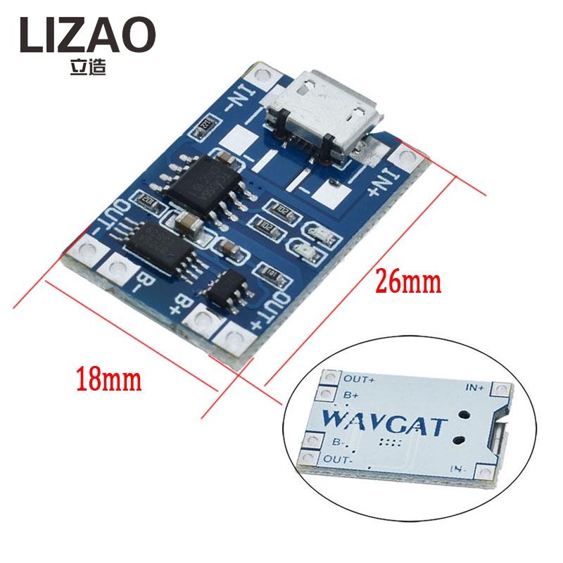 LIZAO 18611 Charger Board 1V Type-C Micro USB 1A Lithium Battery Charging Module With Protection for DIY Projects