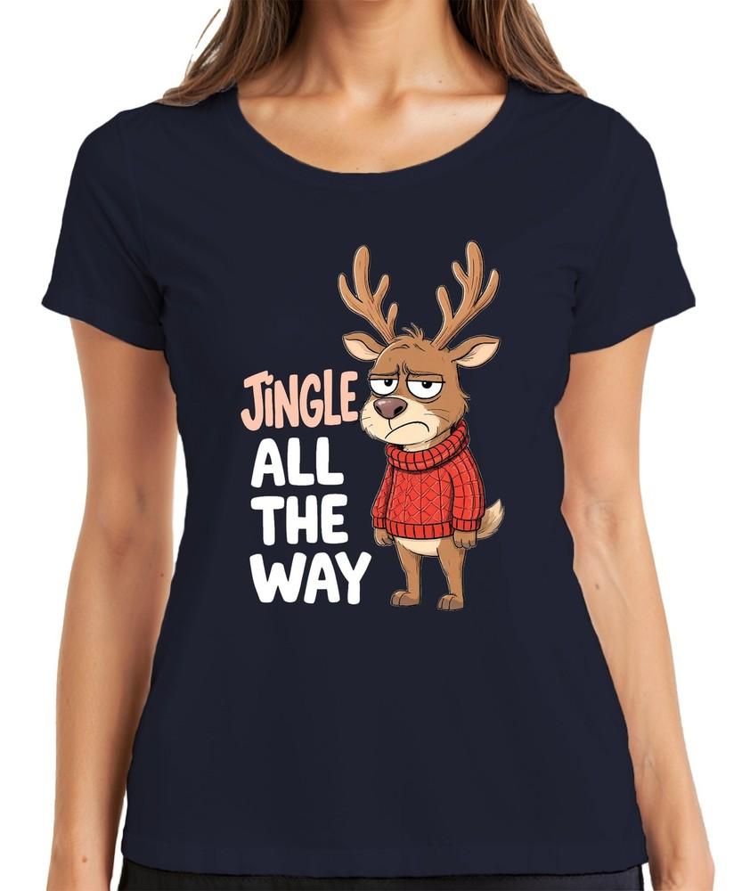 Jingle All The Way Grumpy Reindeer Christmas Cartoon Funny Unisexs TShirt S