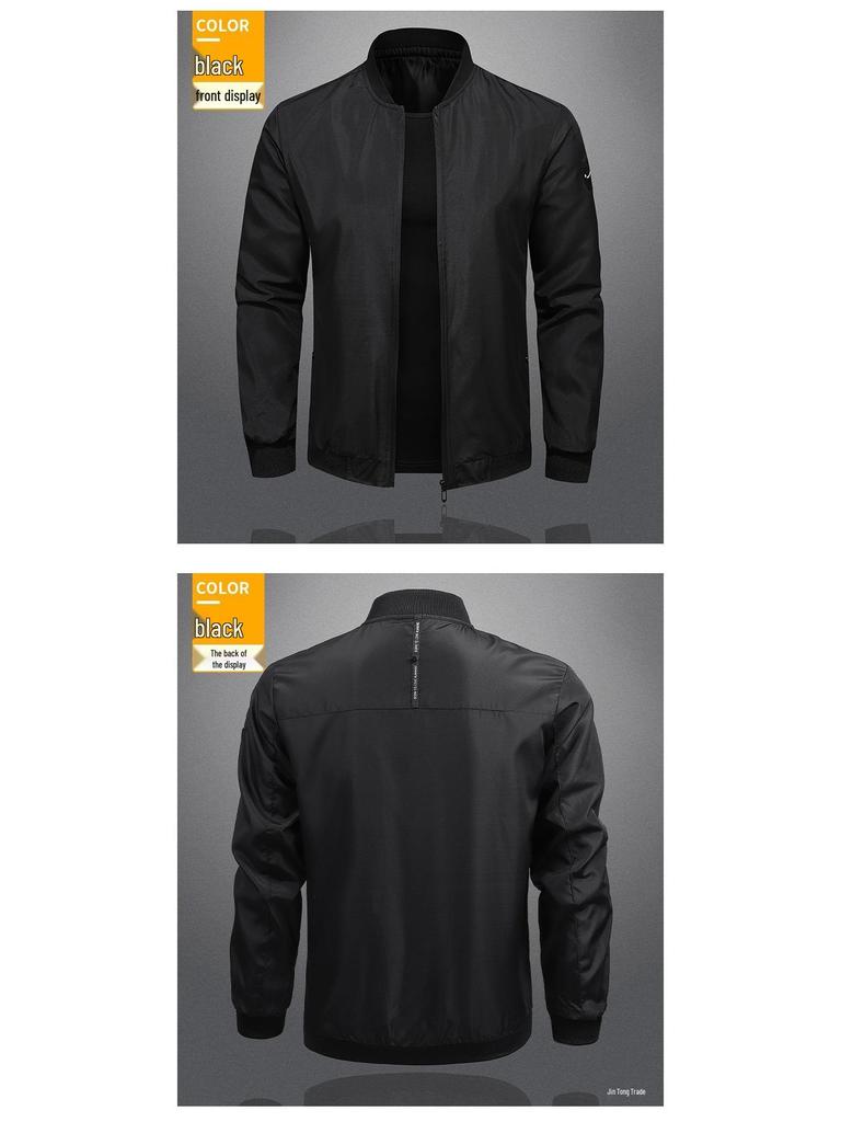 Men's Spring/Autumn Solid Color Lightweight Breathable Baseball Jacket