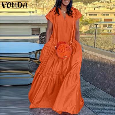 Women Summer V-Neck Short Sleeve Layered Dresses