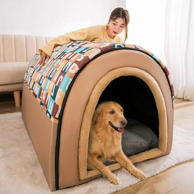 2024 Nowy Kennel dla Psa Zimowy Ciepły Duży Pies Nadwymiarowy Budka dla Psa Dom Zamknięty Zimowy Zdejmowany Złoty Zwierzak Cztery Pory Roku Użytek