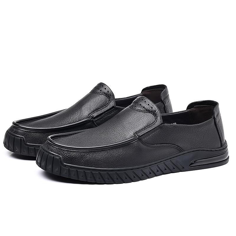 Sheepskin Casual Leather Shoes Men's Spring Daily Loafers Genuine Leather Soft Sole Slip-on Middle-aged Dad Driving Men's Shoes