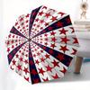 Starburst Pattern Automatic Folding Umbrella  8 Ribs, Durable Iron Frame, Bright Color Pattern Compact Travel Umbrella, Suitable for Outdoor