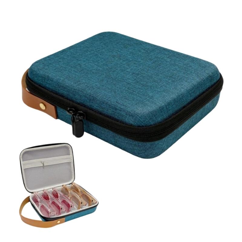Lightweight Eyewear Holder With 5 Compartments Portable EVA Glasses Case Sunglasses Storage Box For Men Women