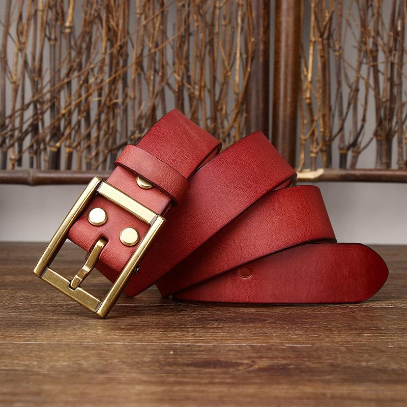 

Ремень мужской ретро жесткий стиль Хан утолщенный первый слой коровьей кожи модный универсальный ремень для джинсов 130cm