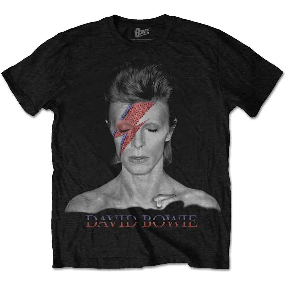 Rockoff Trade Men s David Bowie Aladdin Sane T-Shirt, Black, Small 3XL