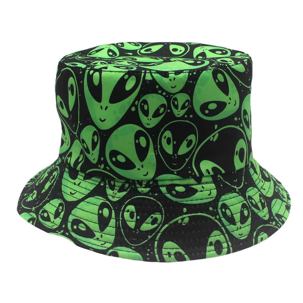 

Alien Print Fisherman Hat With Sun Protection For Outdoor Sports And Casual Wear светло-зеленый